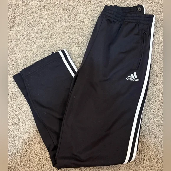 🤍🖤adidas • VINTAGE • black w/ white trim breakaway sweatpants • XL - Picture 4 of 11